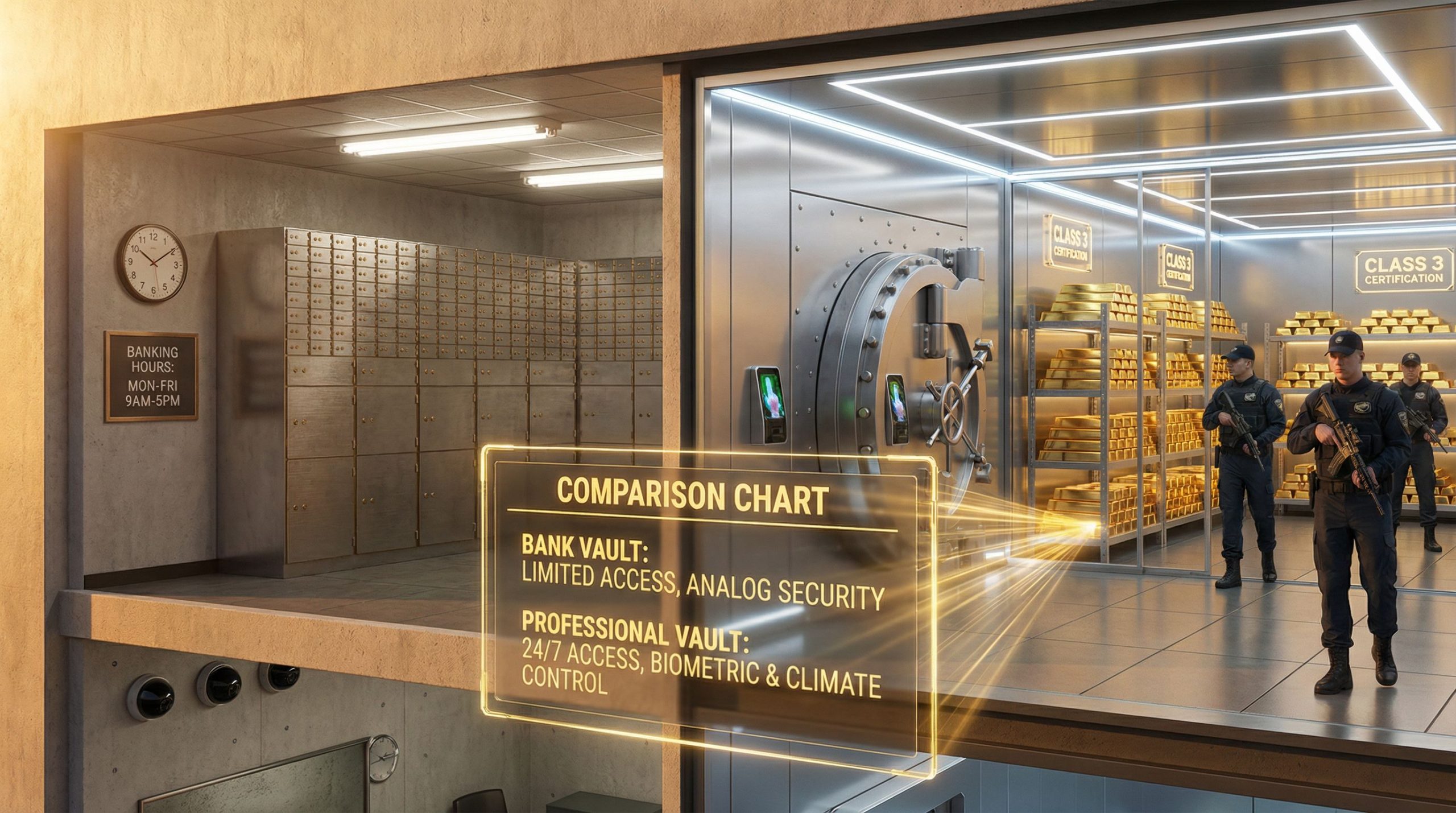 Secure precious metals vault for bullion storage